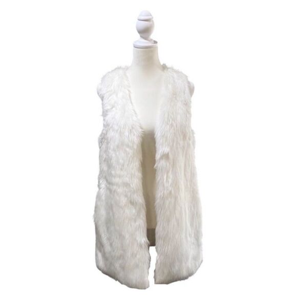 Romeo & Juliet Couture White Faux Fur Lined Hook and Eye Closure Vest Size Small - Picture 1 of 11